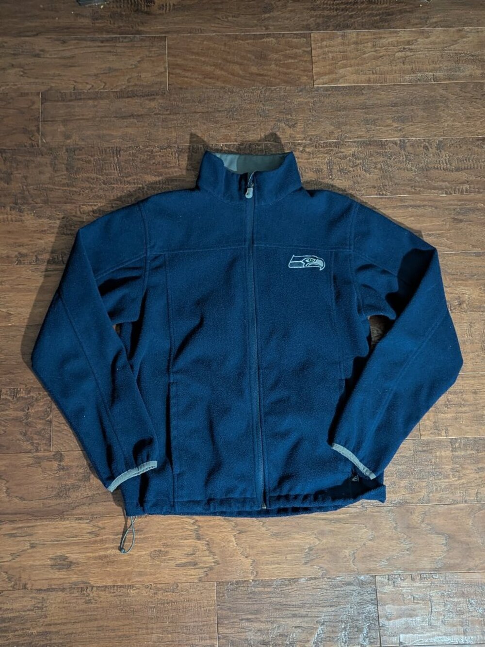 NFL Seattle Seahawks Full Zip Fleece Jacket Blue Cinch Hem Medium - Picture 2 of 7
